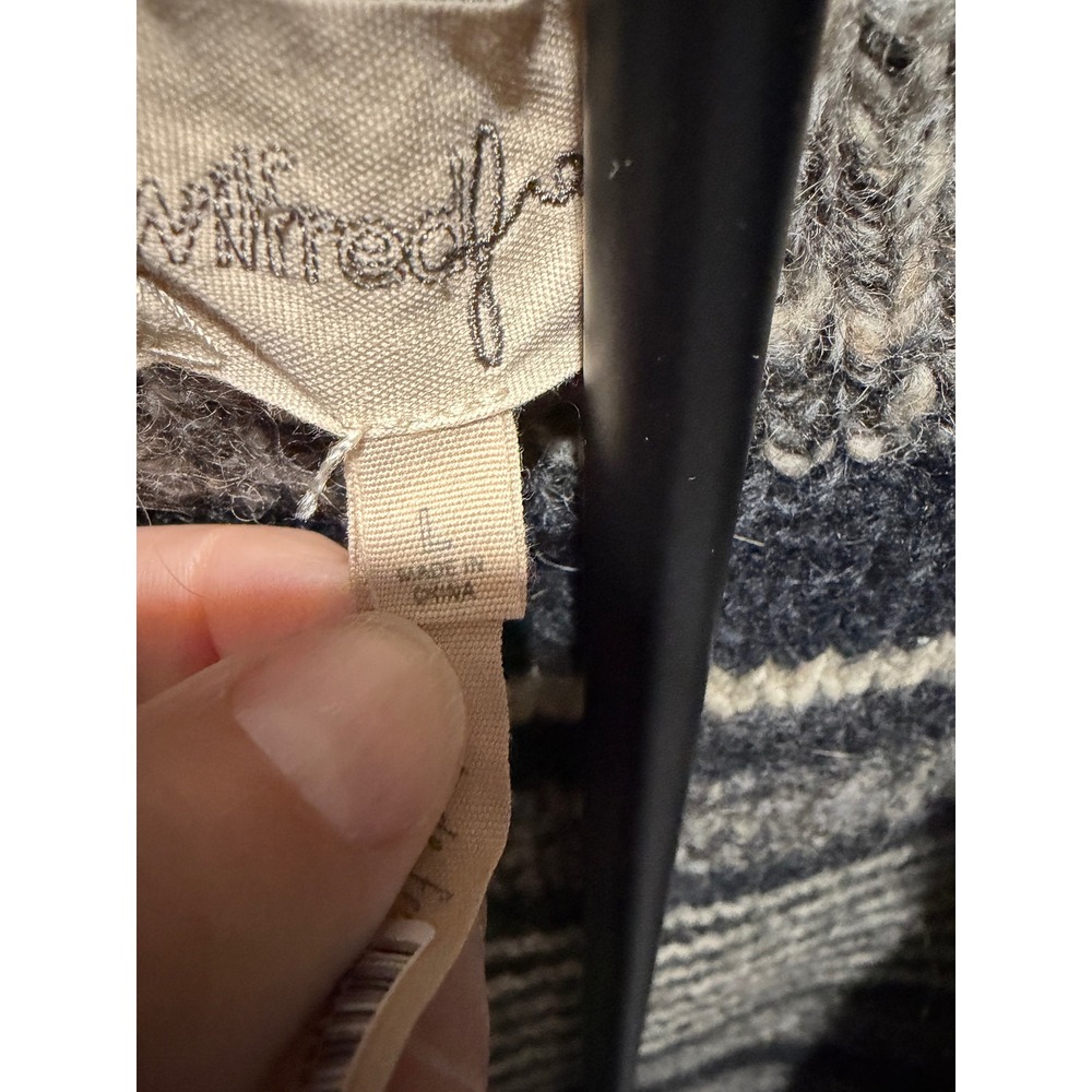 Wilfred Free Aritzia Shawl Collar Zip Cardigan Sweater Grey Striped Alpaca Wool - Picture 6 of 11